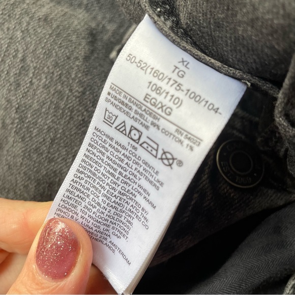 Gap - Slouchy Overalls Washed Black Crop Length XL - Picture 9 of 10